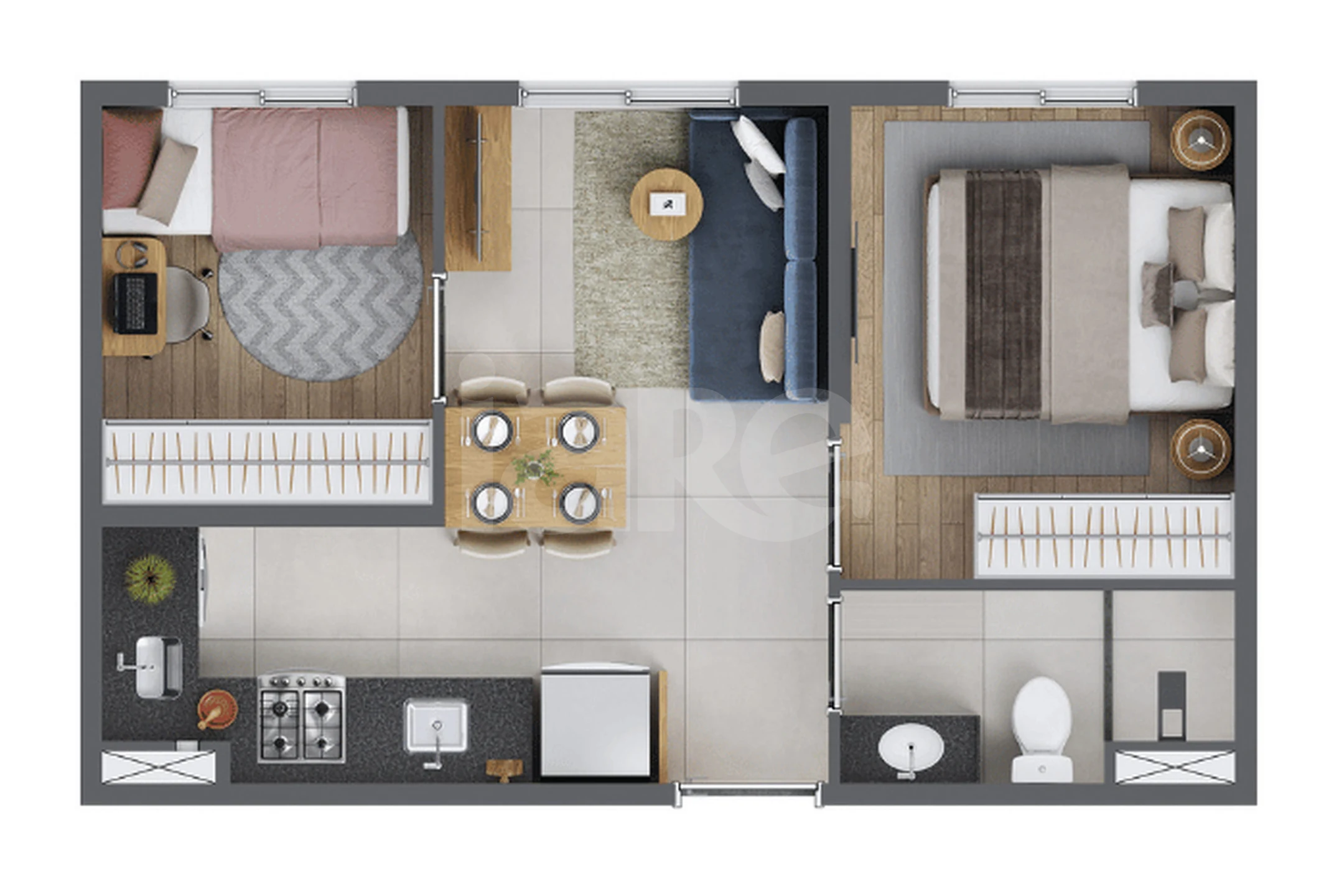 Planta — Apartamento 32 m²