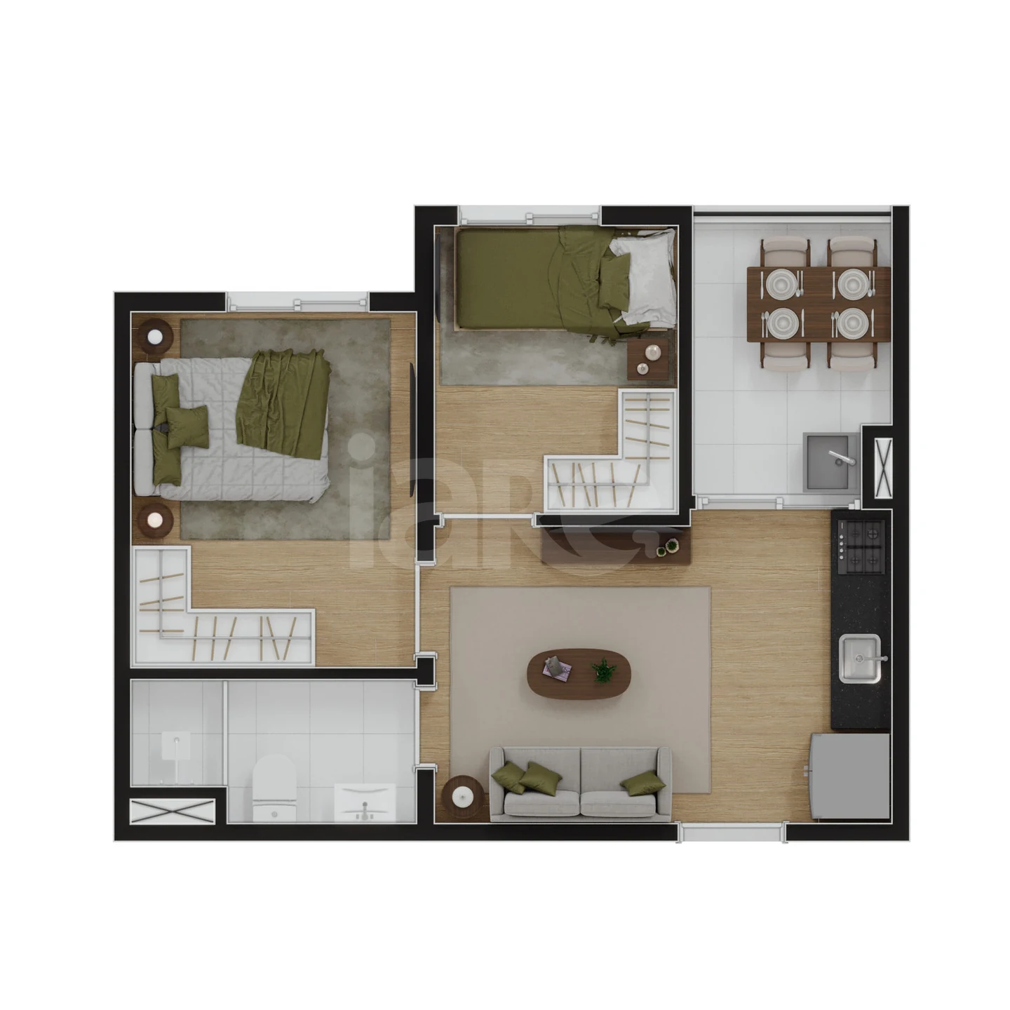 Planta — Planta - 2 dorms 33m²