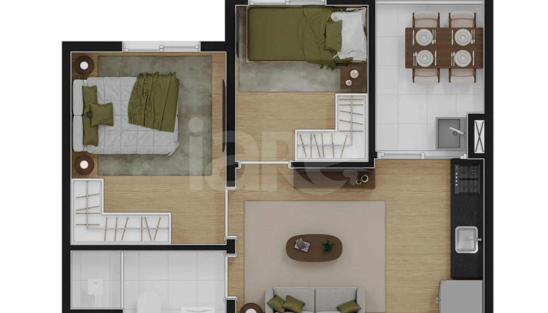 Planta — Planta - 2 dorms 33m²