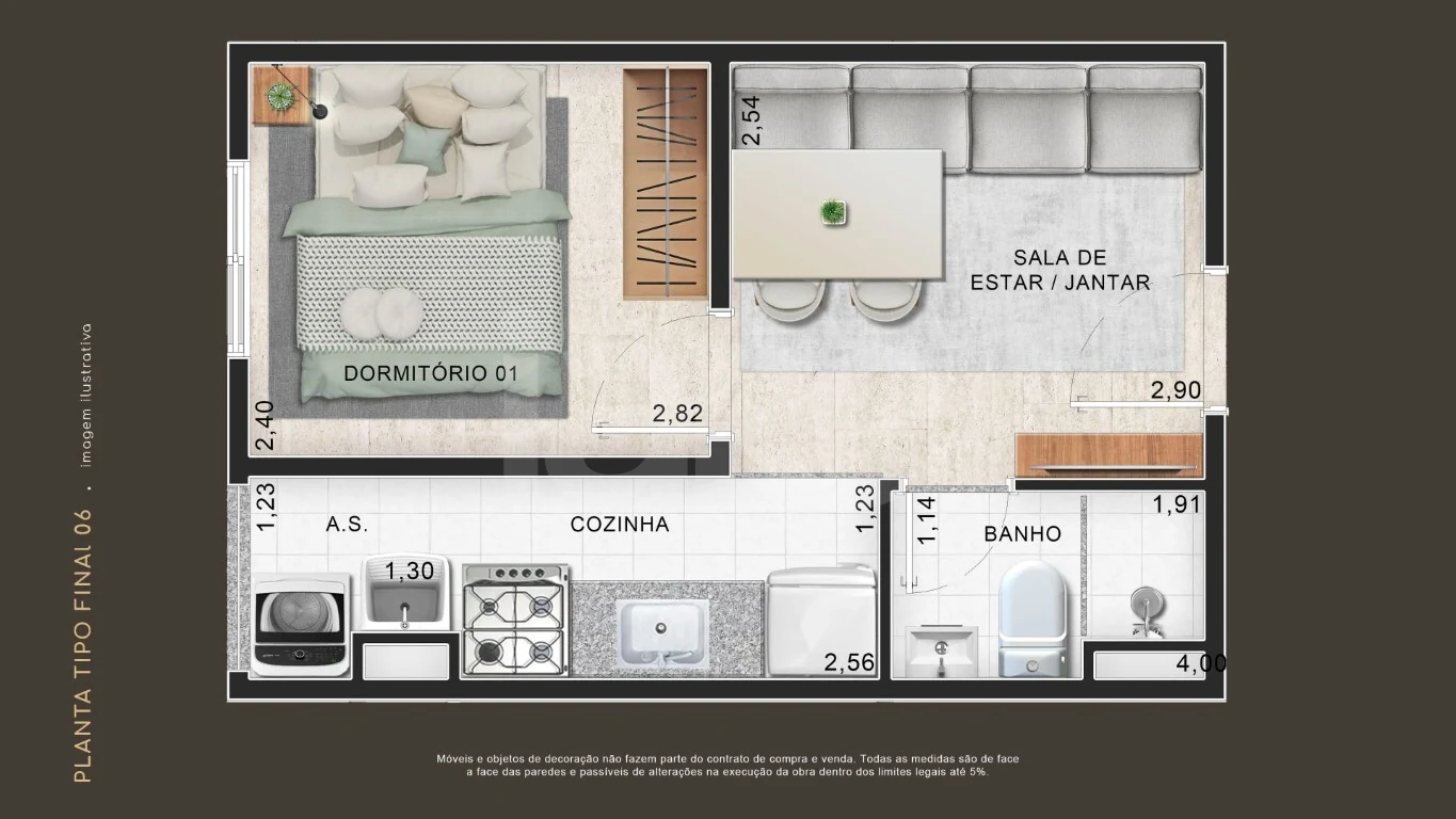 Planta — Apartamento 24,32 m²