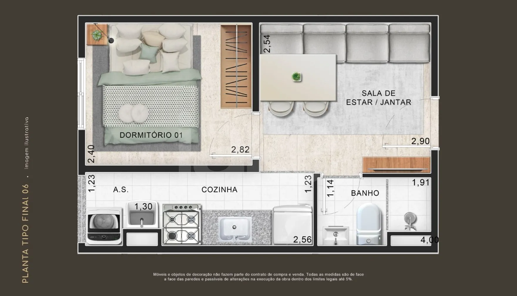 Planta — Apartamento 24,32 m²