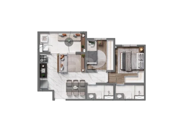 Planta — Apartamento 45,56 m²
