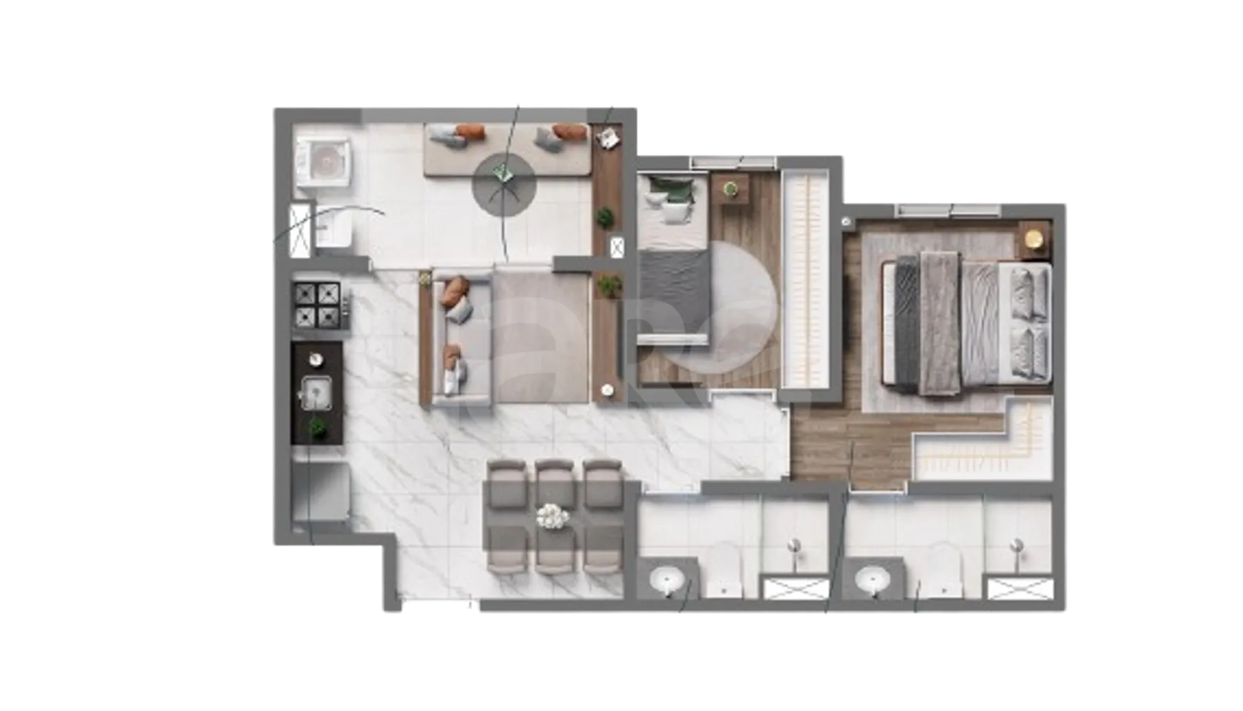 Planta — Apartamento 45,56 m²