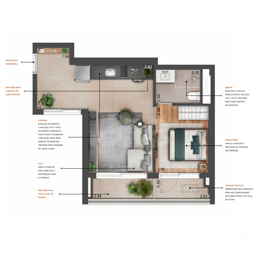 Planta — Apartamento 46 m²