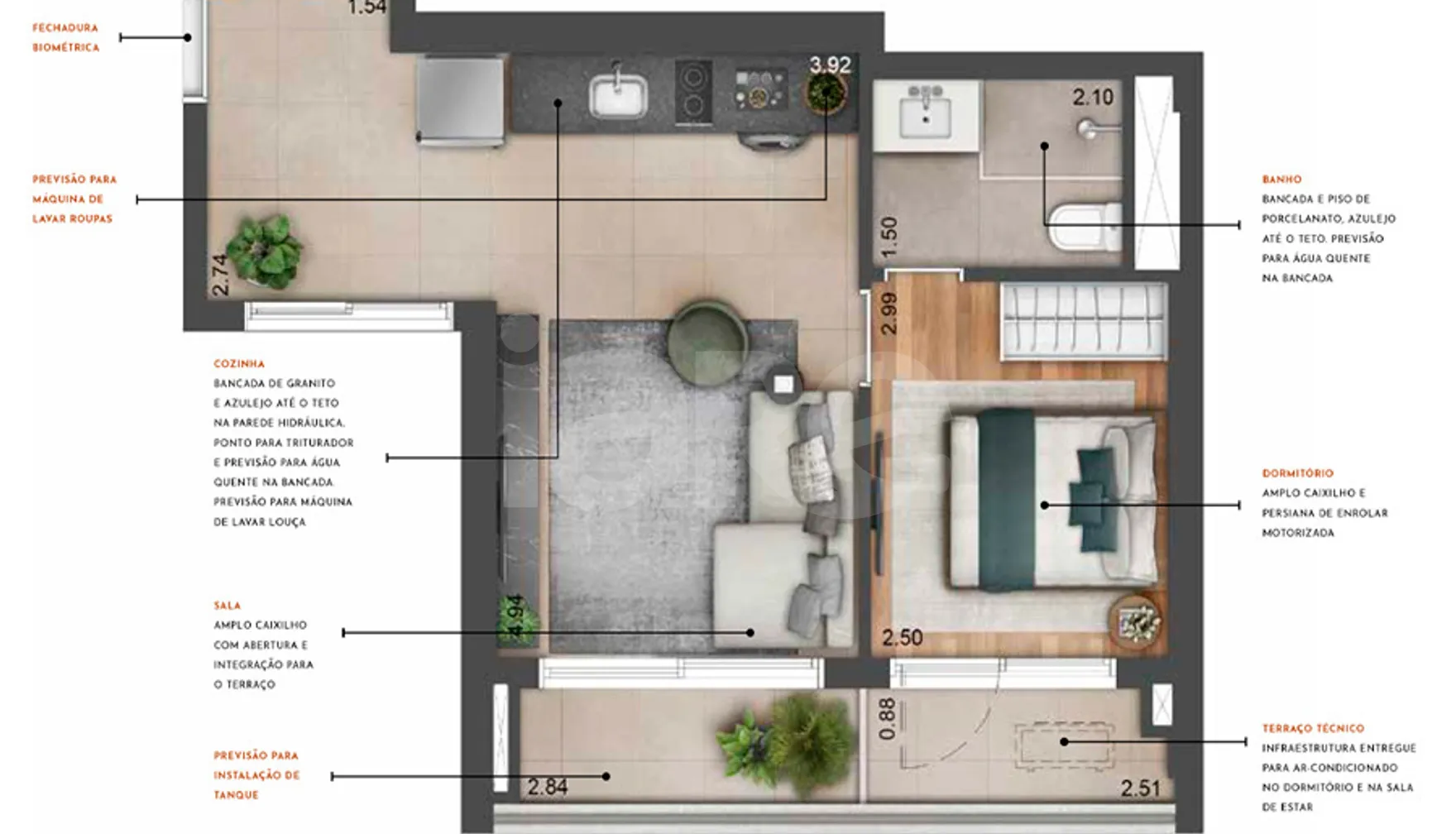 Planta — Apartamento 46 m²