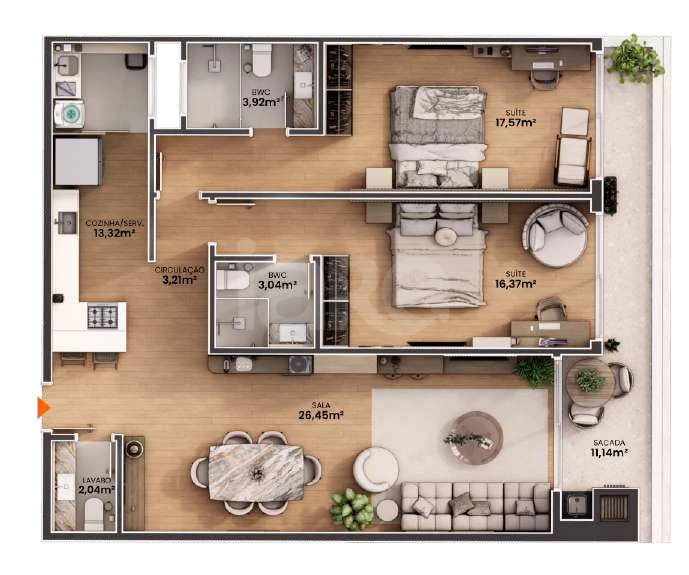 Planta — Apartamento 112,75 m²