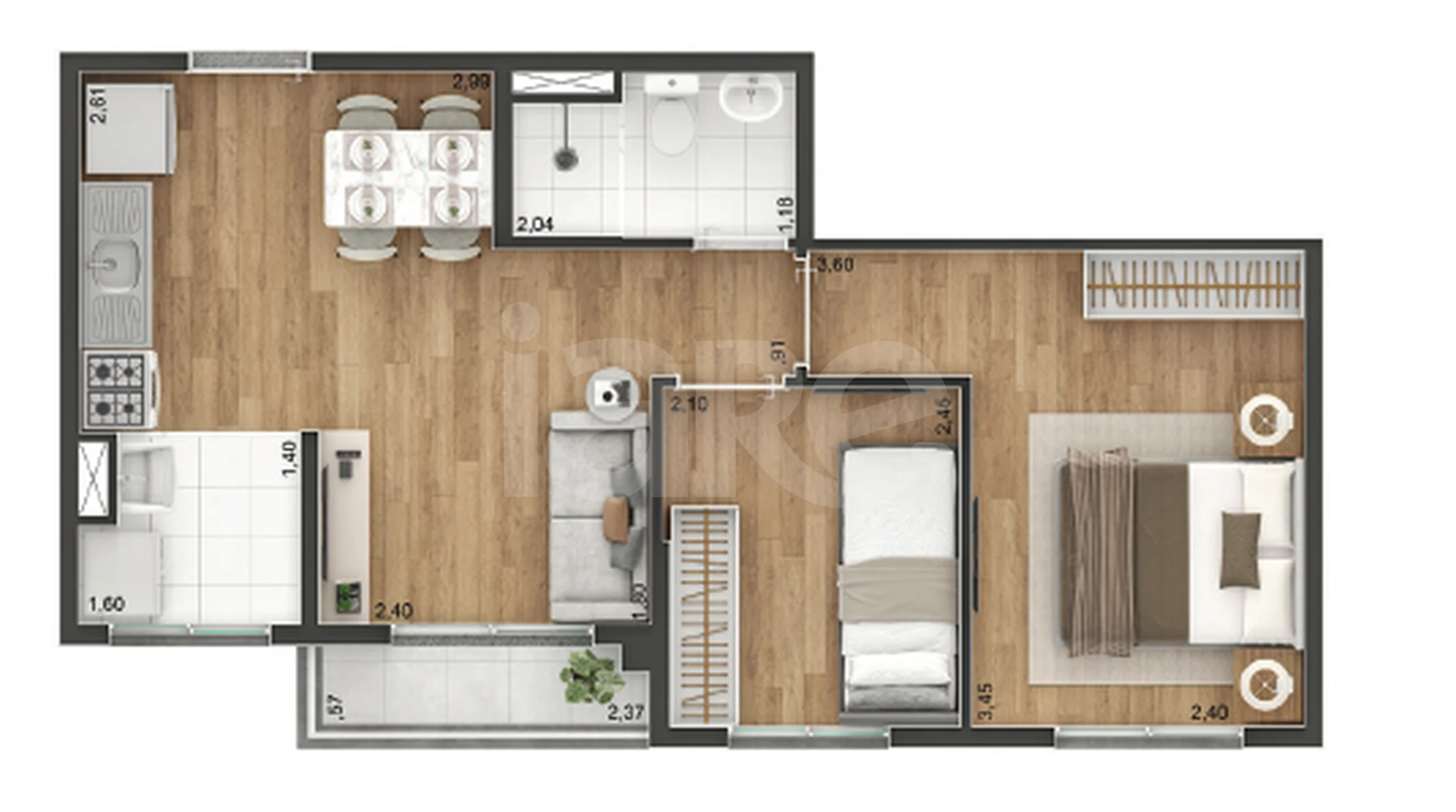 Planta — Apartamento 39,63 m²
