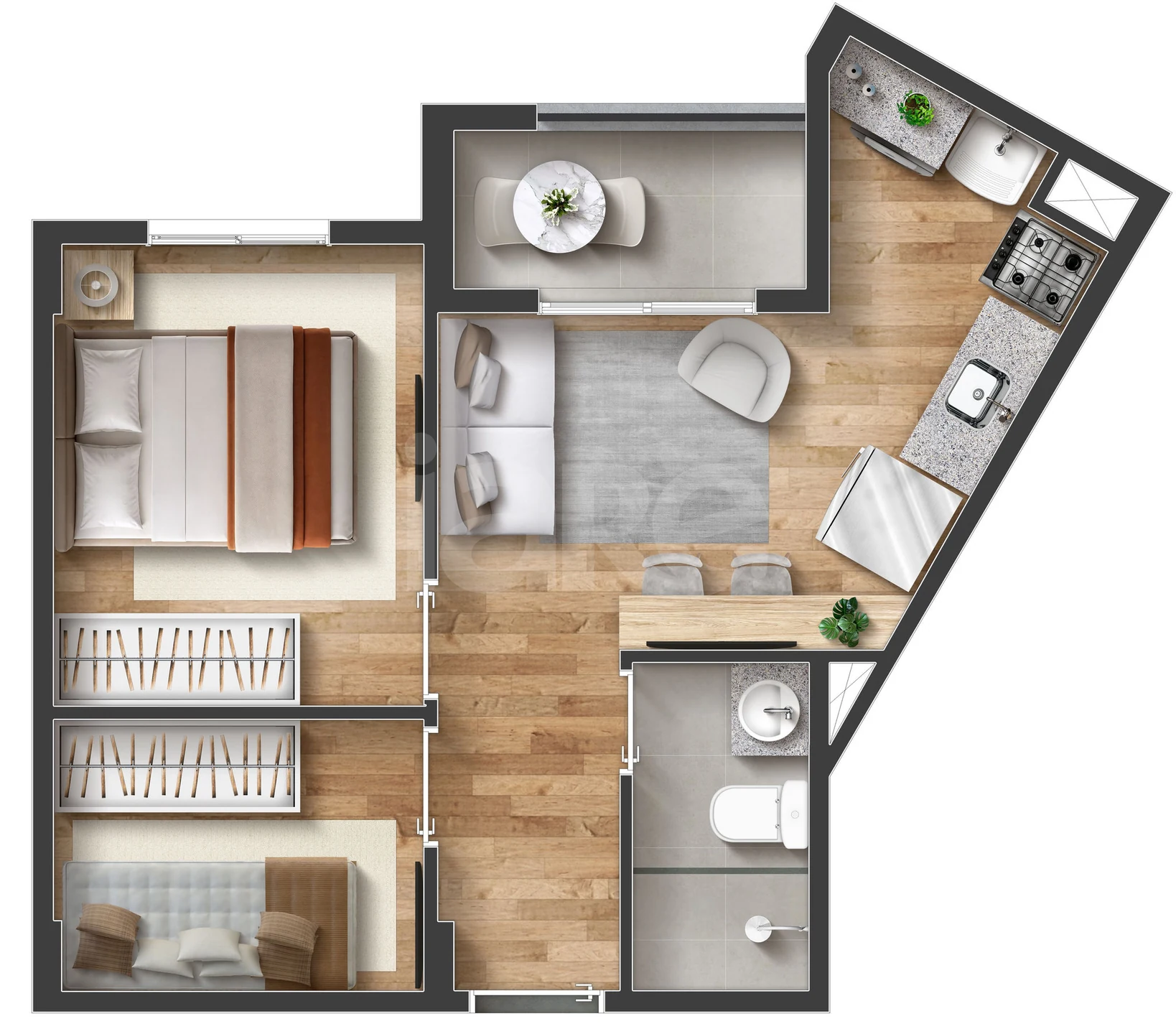 Planta — Apartamento 33,53 m²