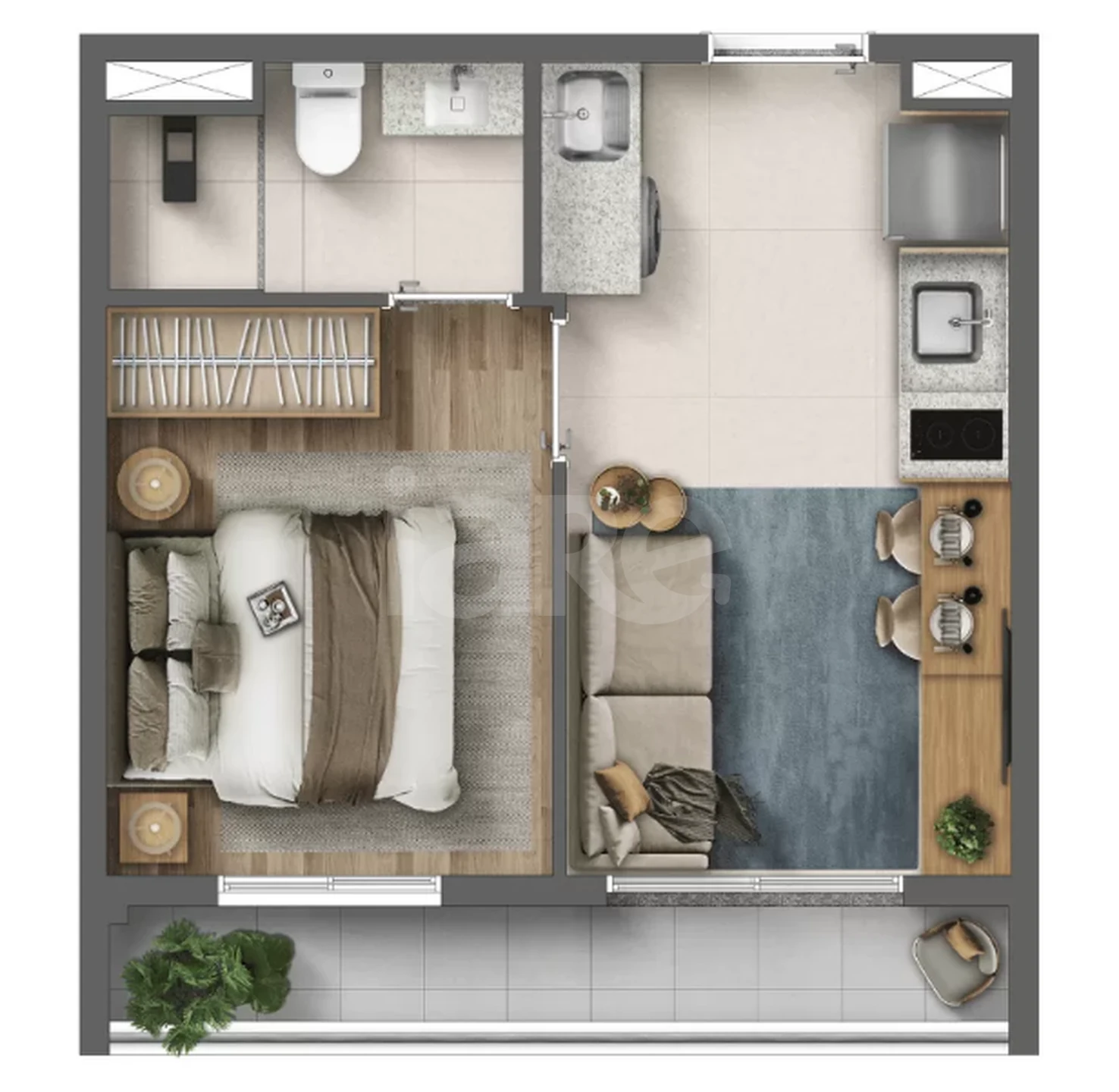 Planta — Apartamento 27,16 m²