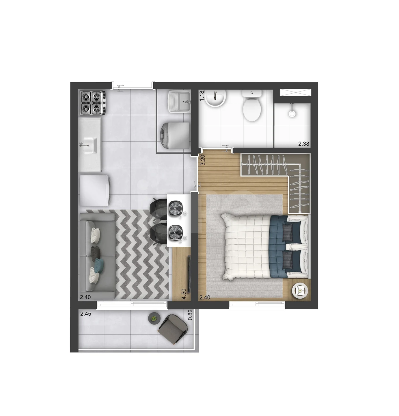 Planta — Apartamento 26,87 m²