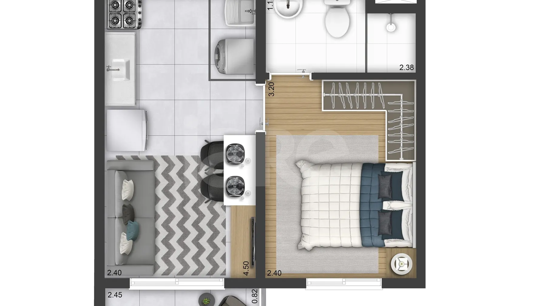 Planta — Apartamento 26,87 m²