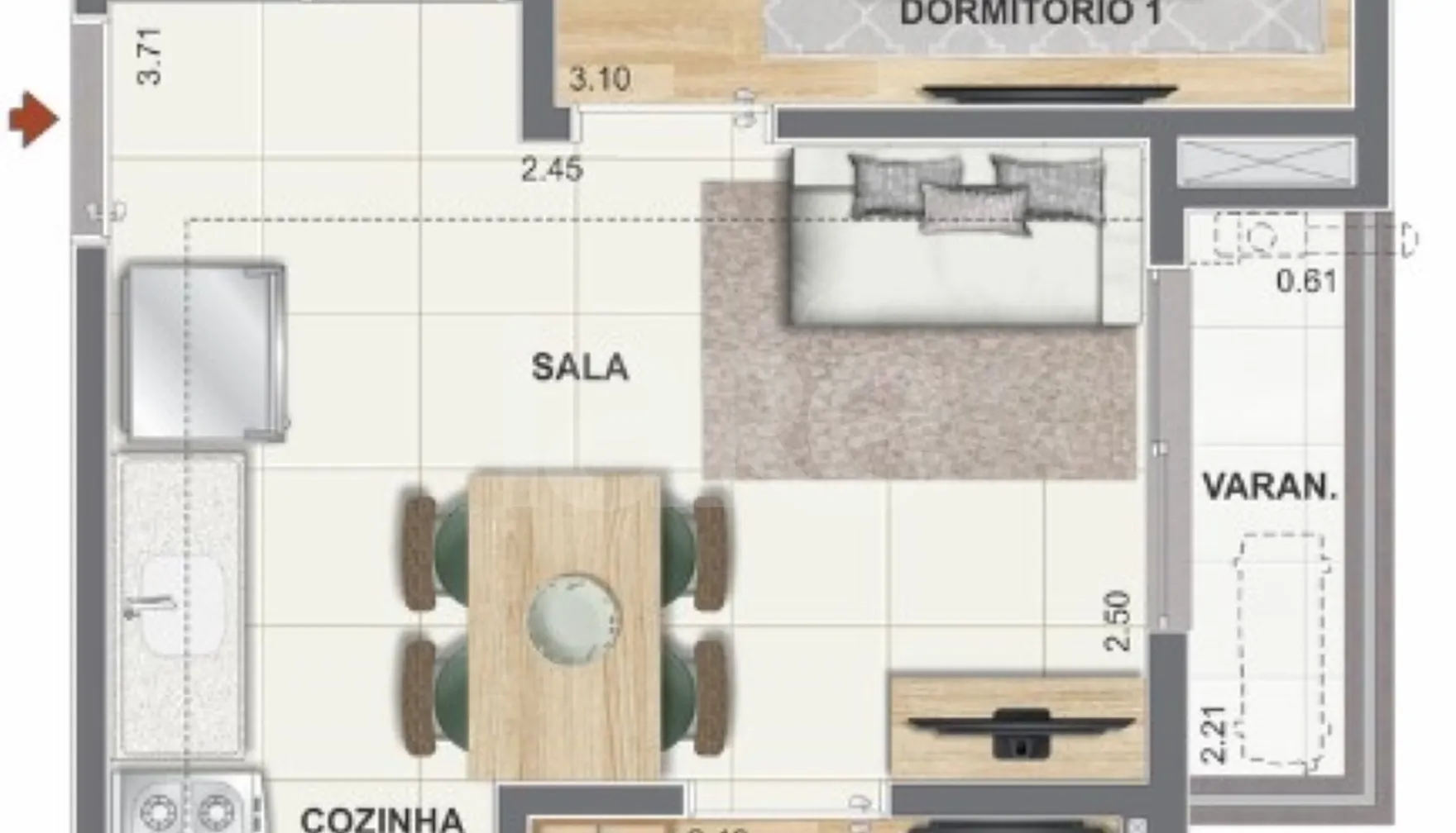 Planta — Apartamento 36 m²