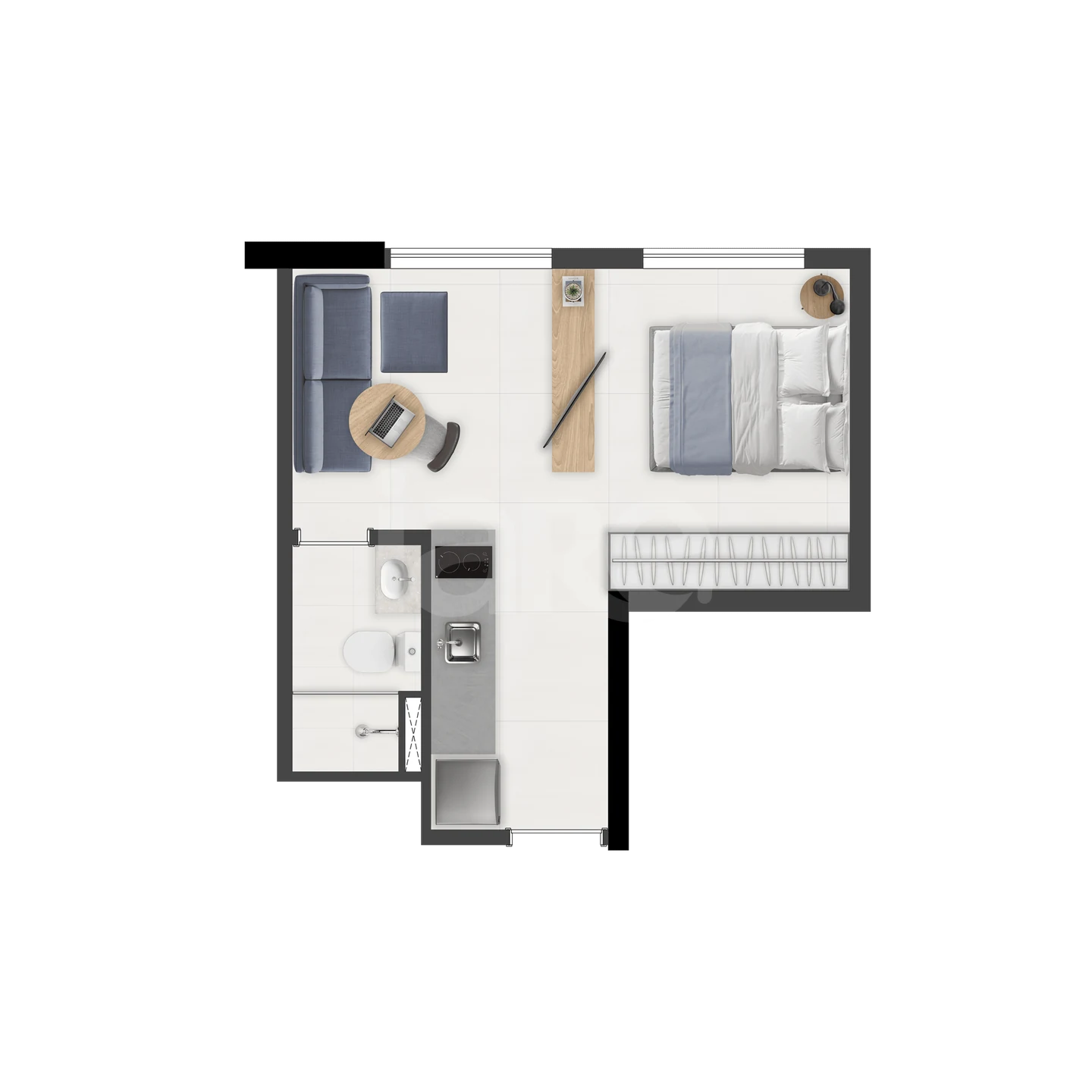 Planta — Studio 24,14 m²