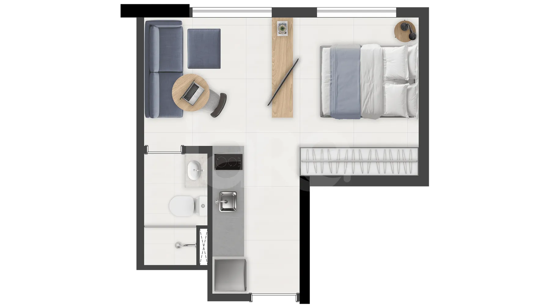 Planta — Studio 24,14 m²