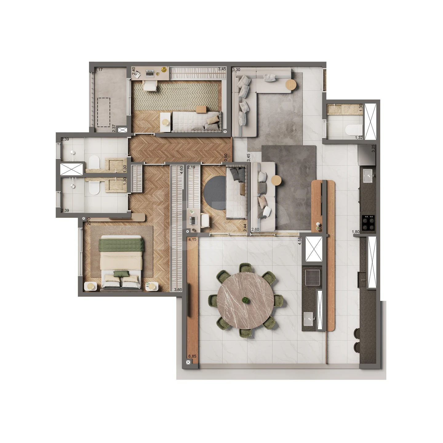 Planta — Apartamento 106,6 m²
