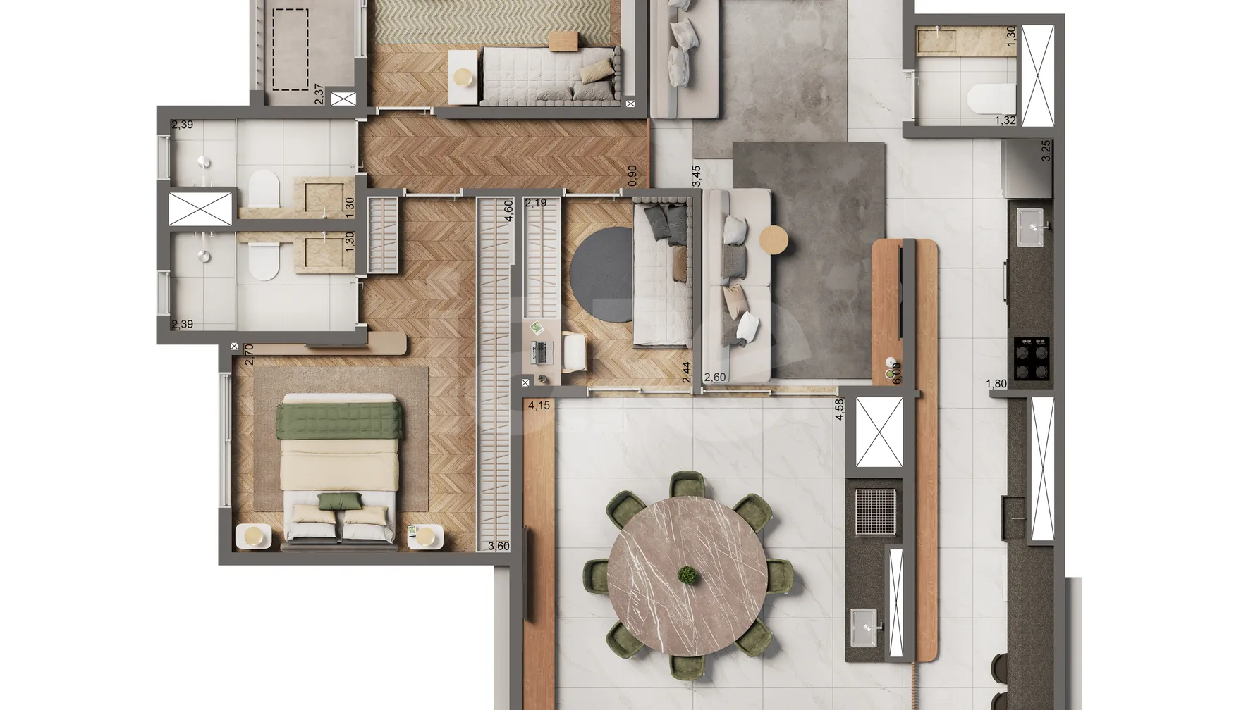 Planta — Apartamento 106,6 m²