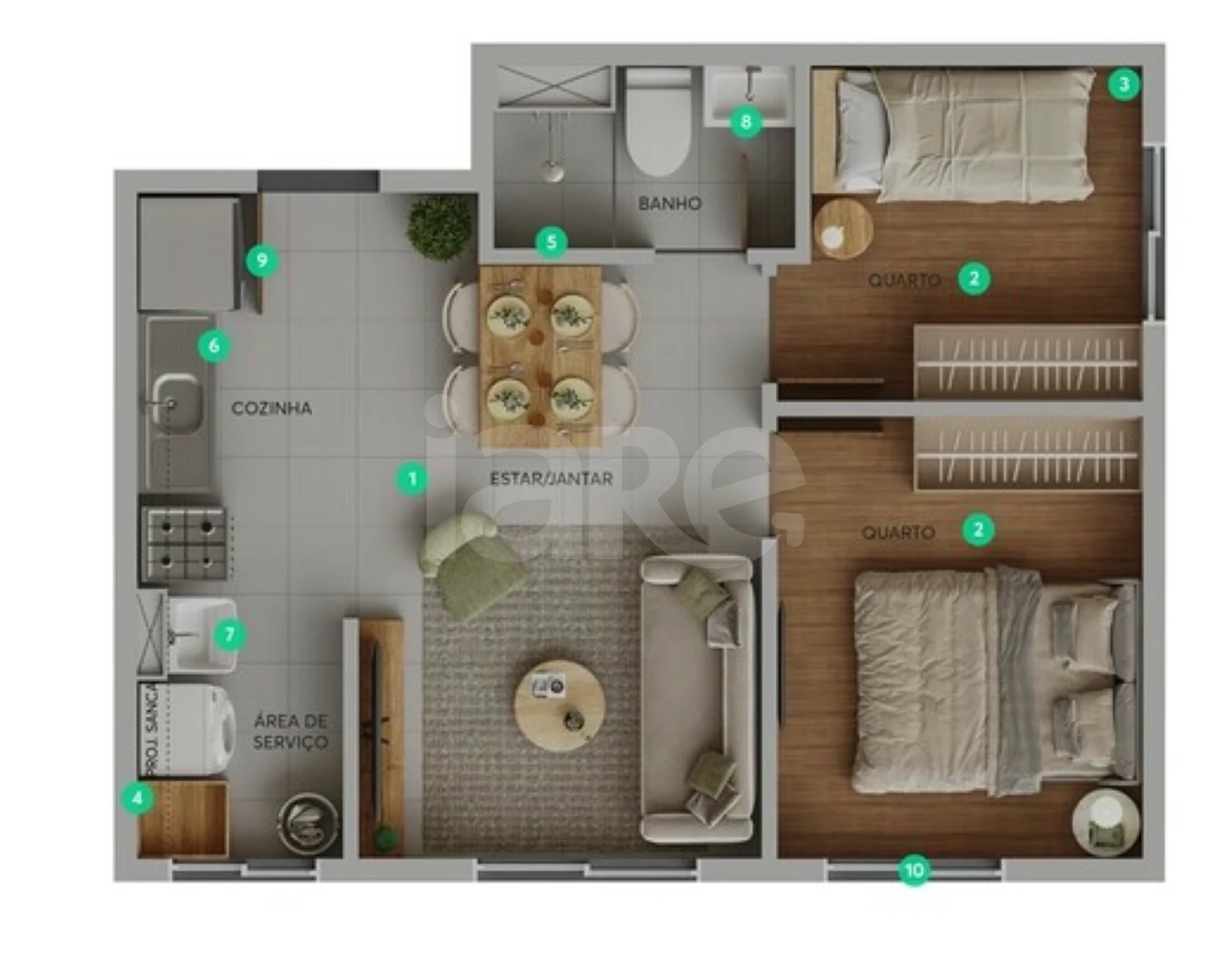 Planta — Apartamento 36,56 m²