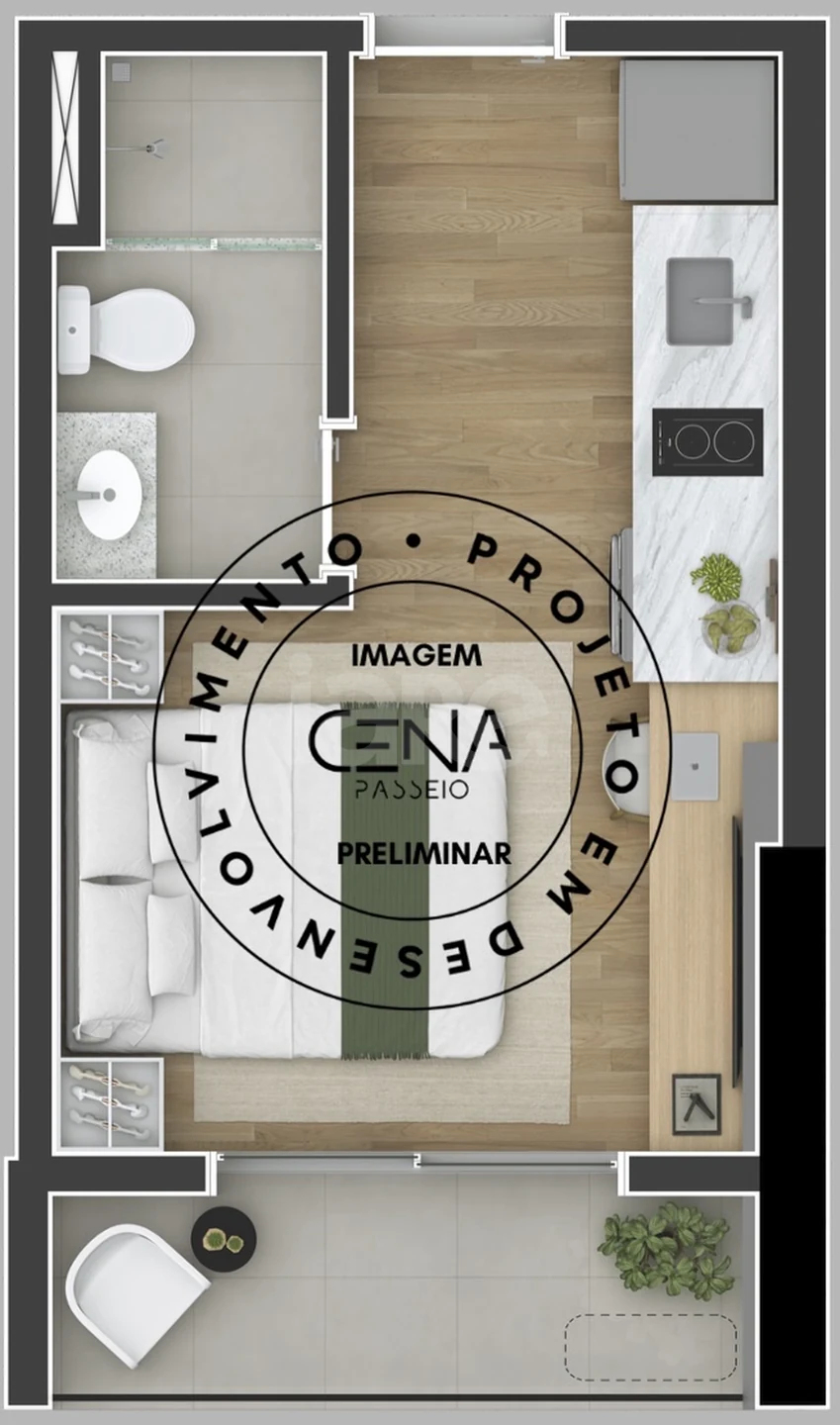 Planta — Studio 22,16 m²