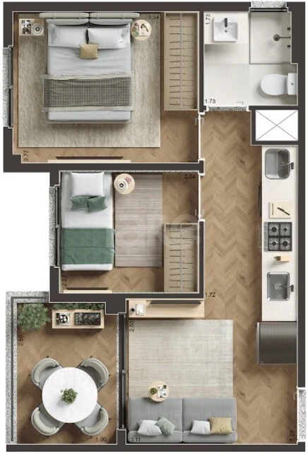 Planta — Apartamento 37,51 m²