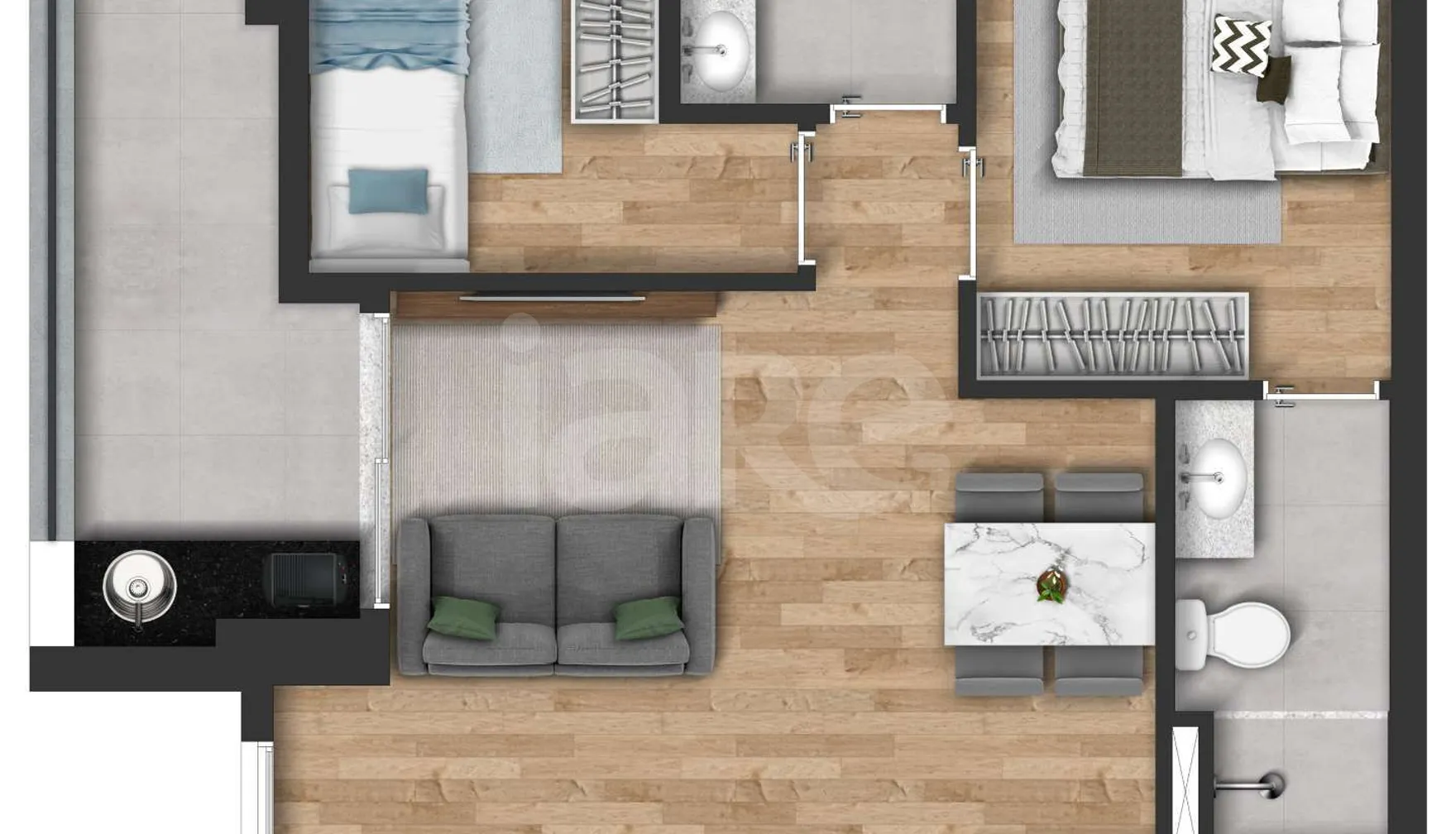 Planta — Apartamento 48,79 m²