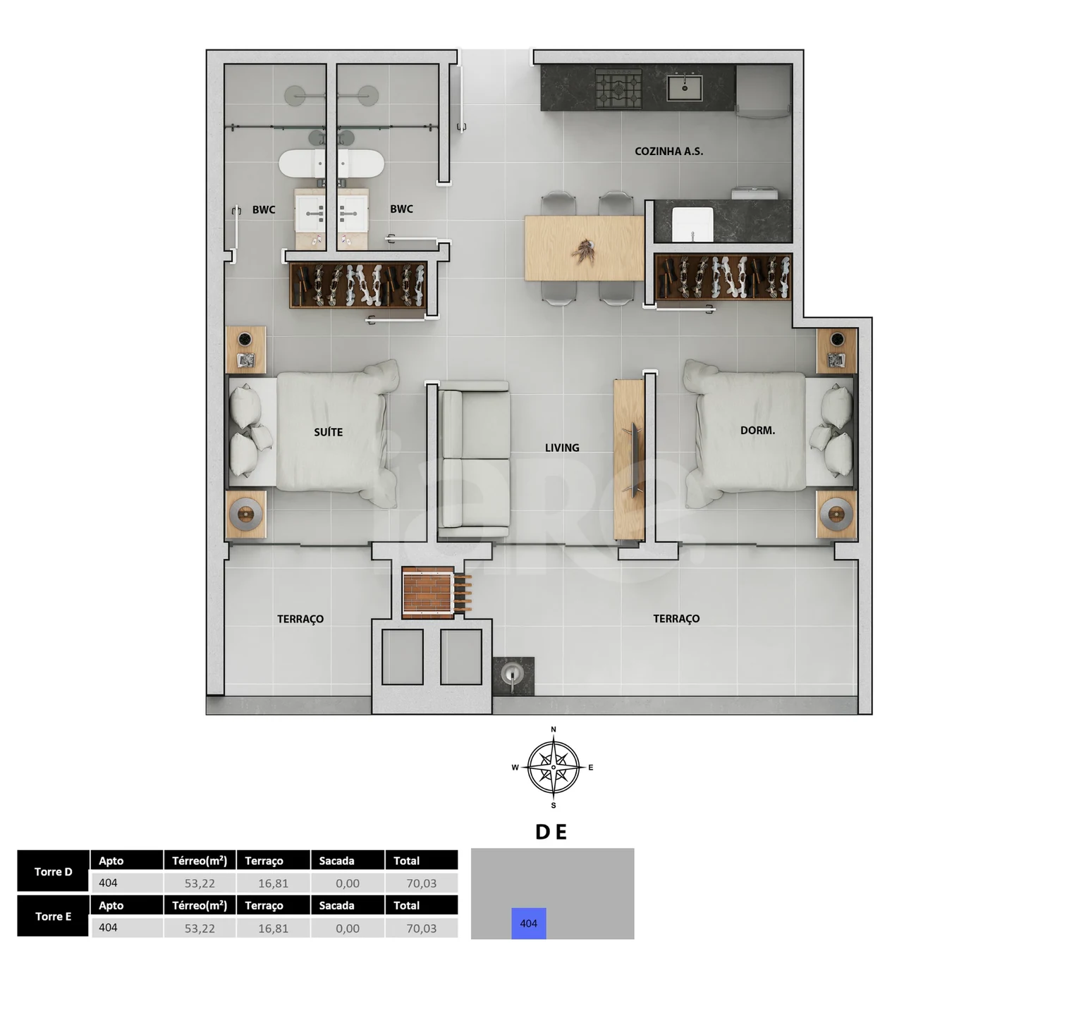 Planta — Apartamento 66,36 m²