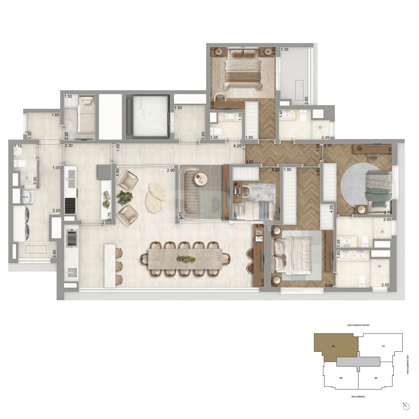 Planta — Apartamento 170 m²
