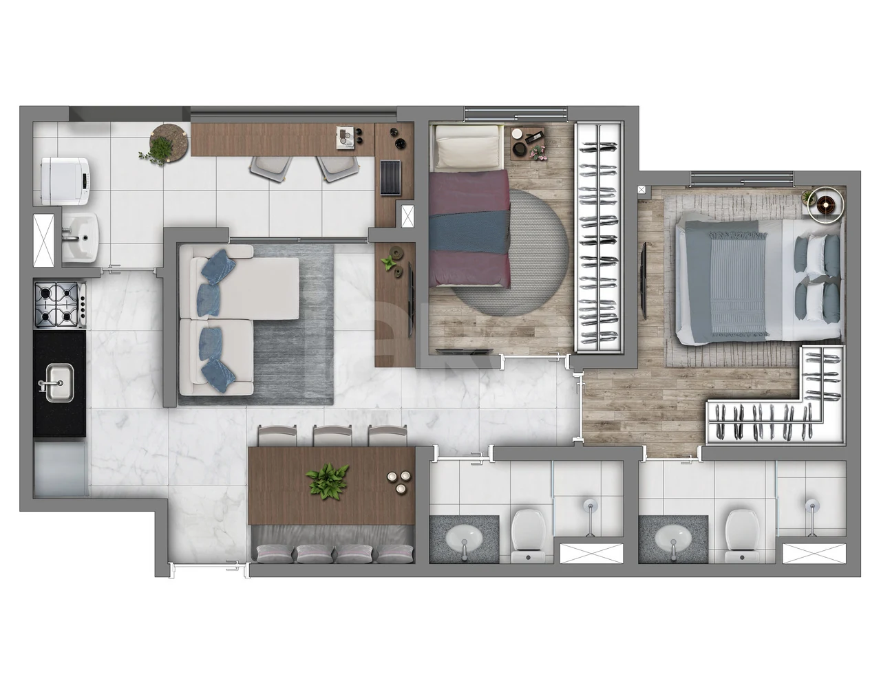 Planta — Apartamento 46,21 m²