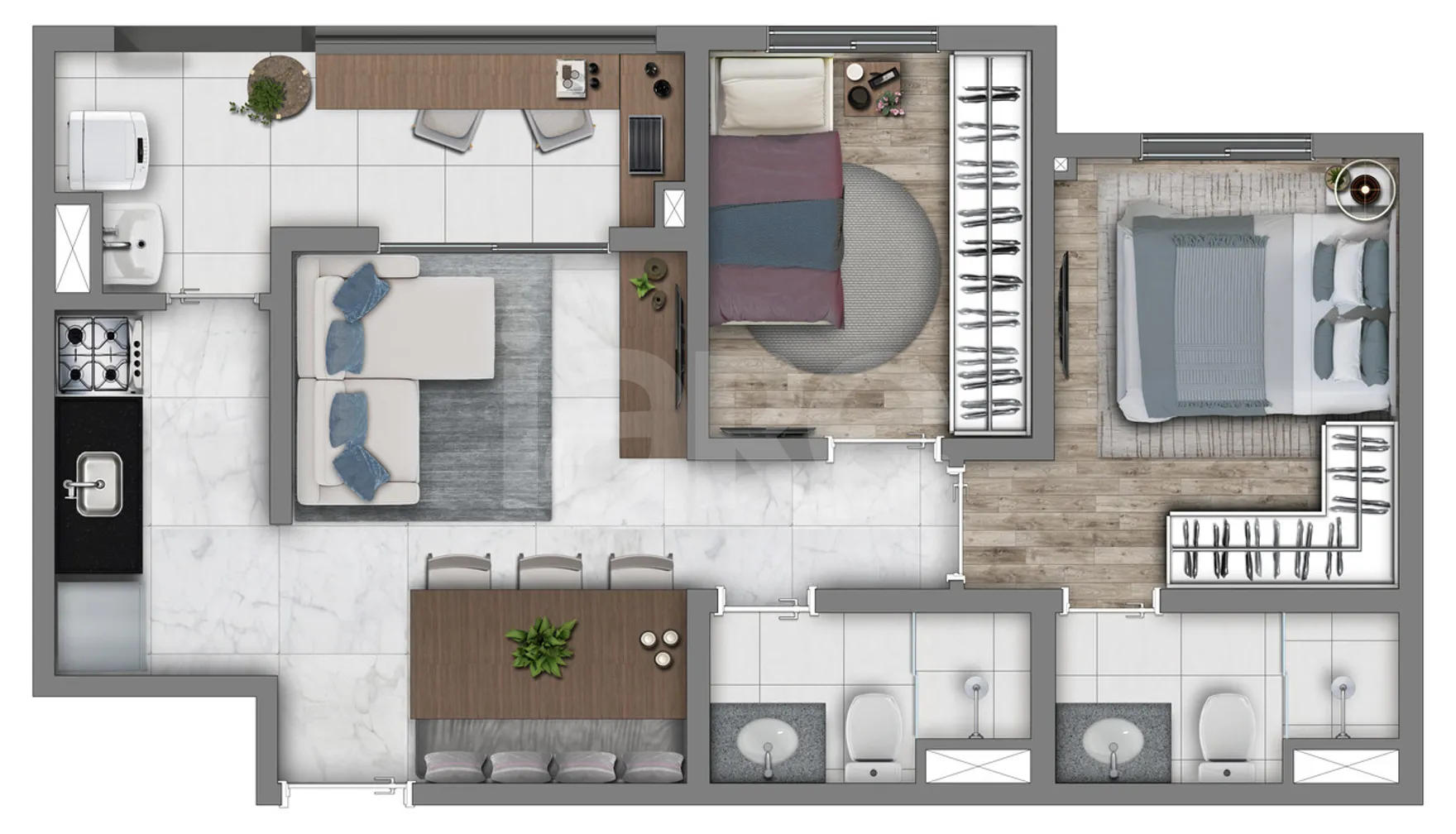Planta — Apartamento 46,21 m²