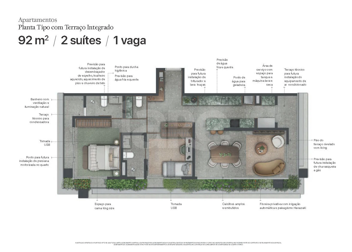 Planta — Apartamento 91,71 m²