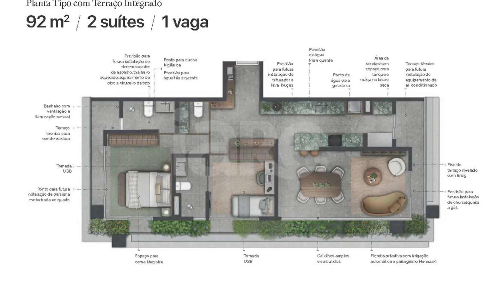 Planta — Apartamento 91,71 m²