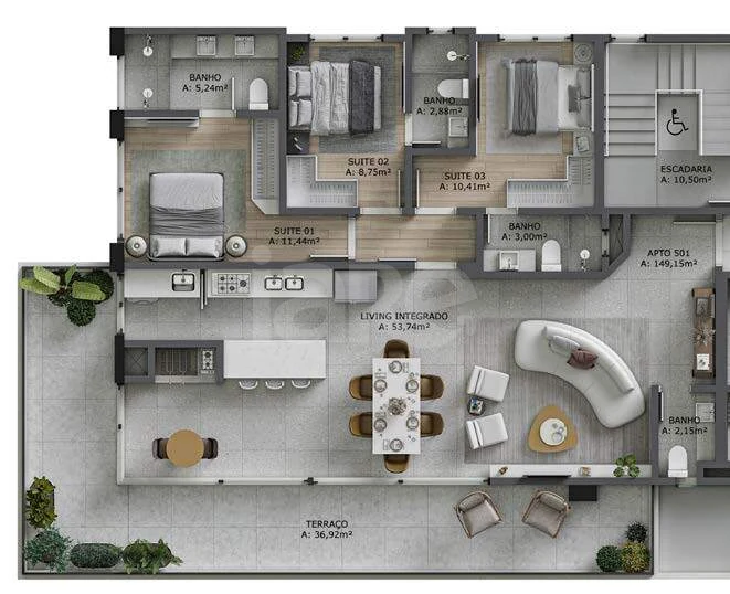 Planta — Apartamento 152,85 m²
