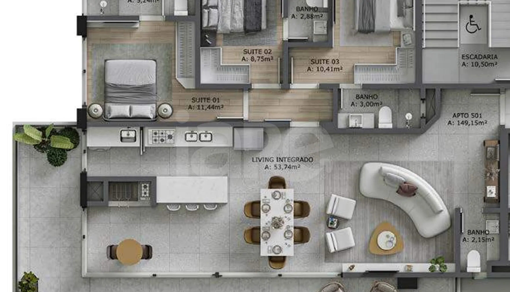 Planta — Apartamento 152,85 m²