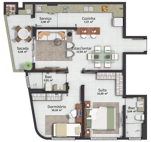 Planta — Apartamento 65,25 m²