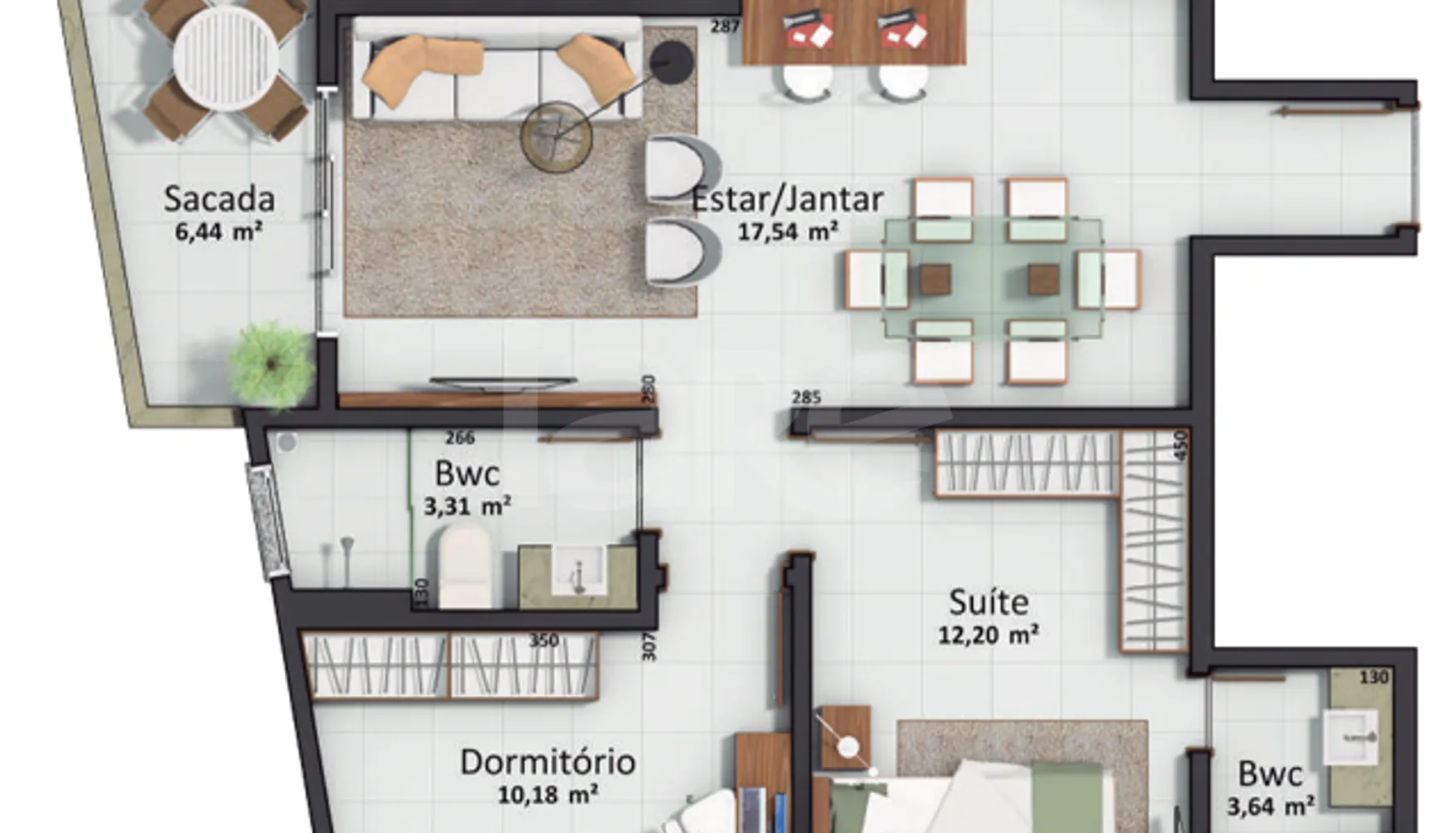 Planta — Apartamento 65,25 m²