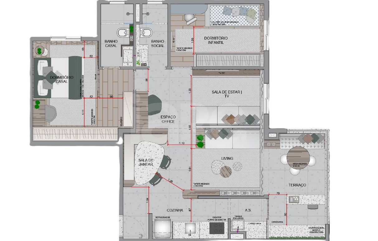 Planta — Apartamento 81,82 m²