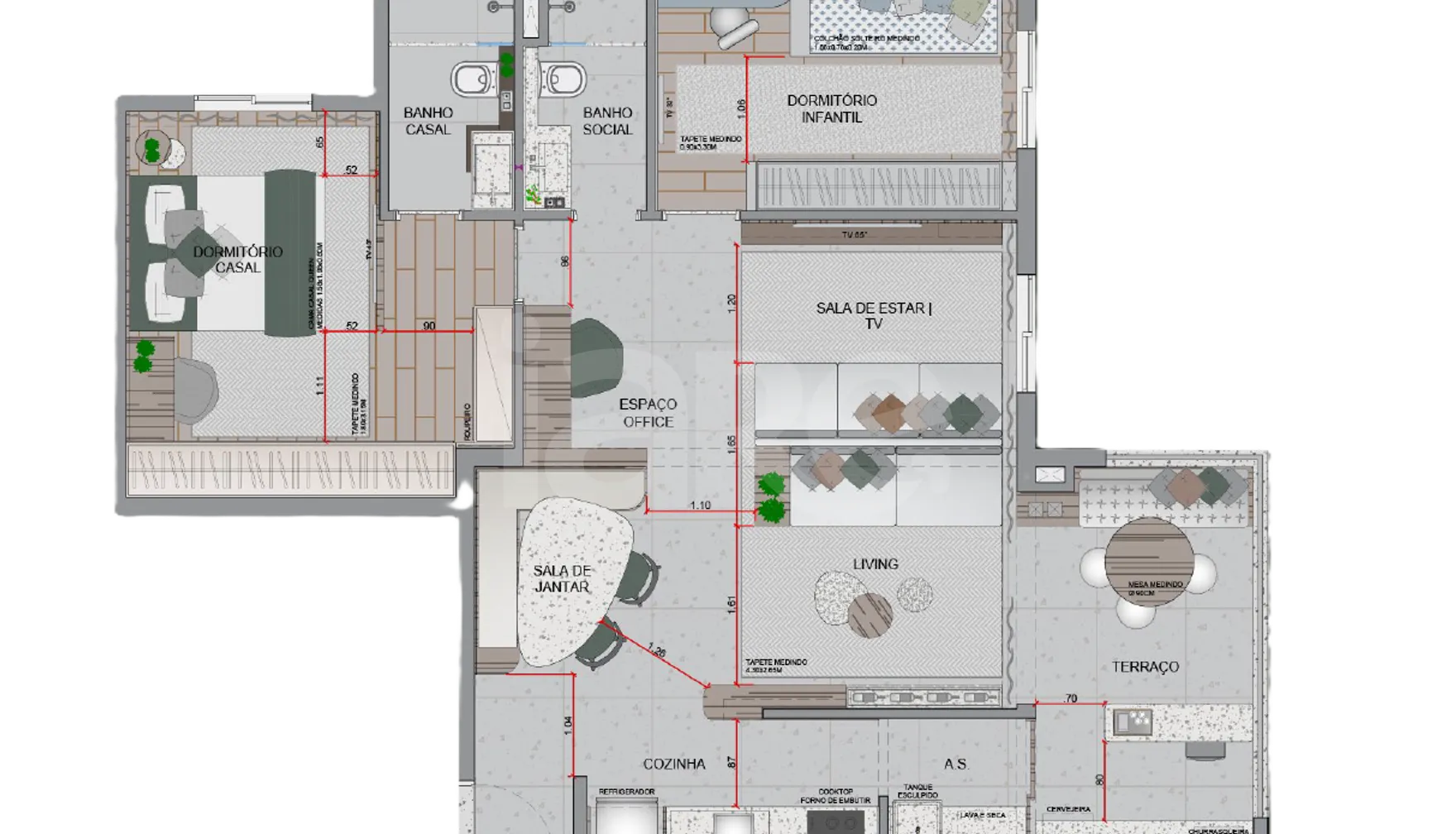 Planta — Apartamento 81,82 m²
