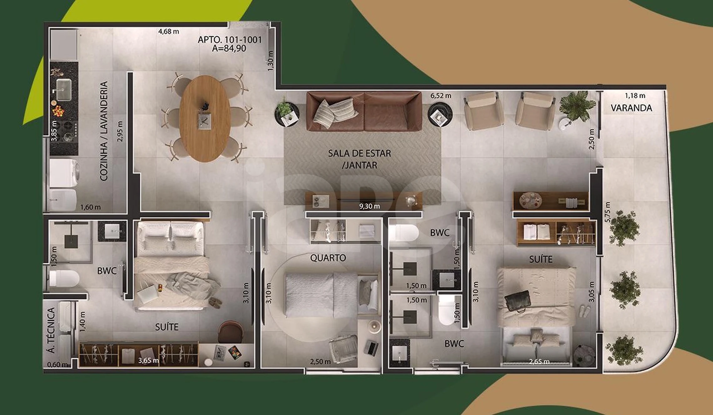 Planta — Apartamento 84,9 m²