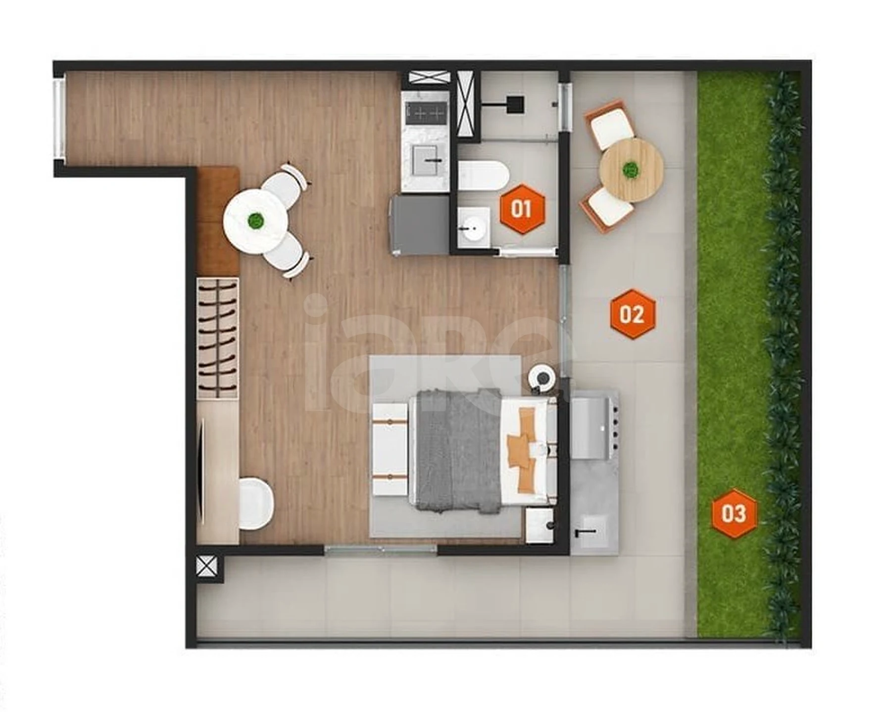 Planta — Garden 47,83 m²