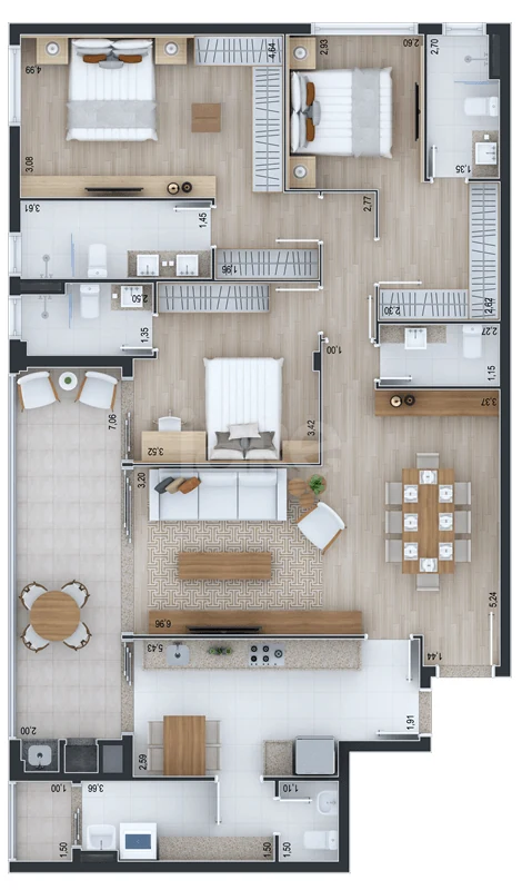 Planta — Apartamento 143,07 m²