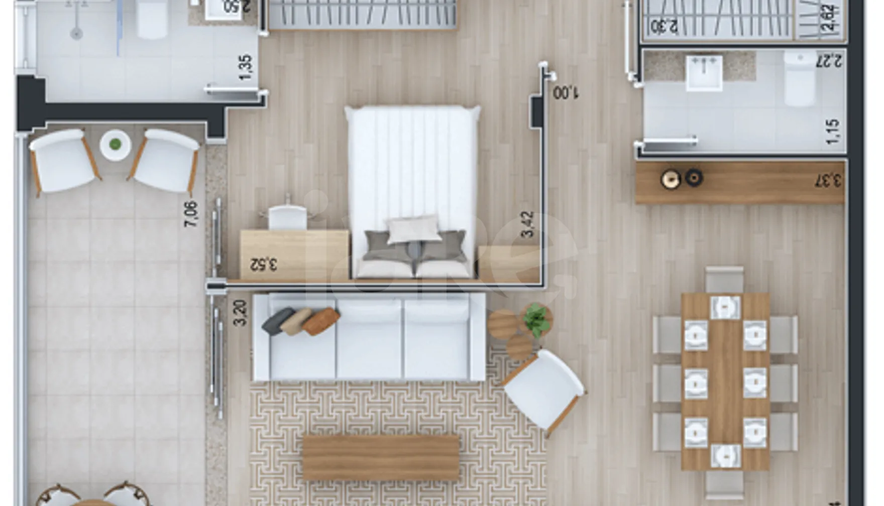 Planta — Apartamento 143,07 m²