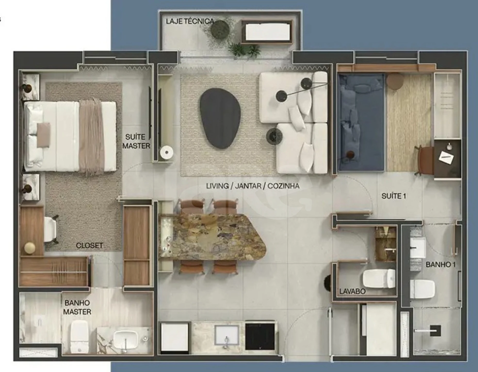 Planta — Apartamento 57,19 m²