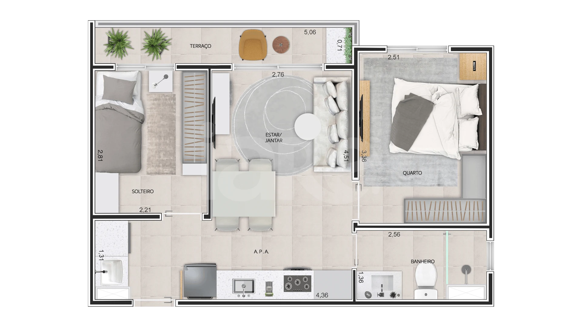 Planta — Apartamento 41,18 m²