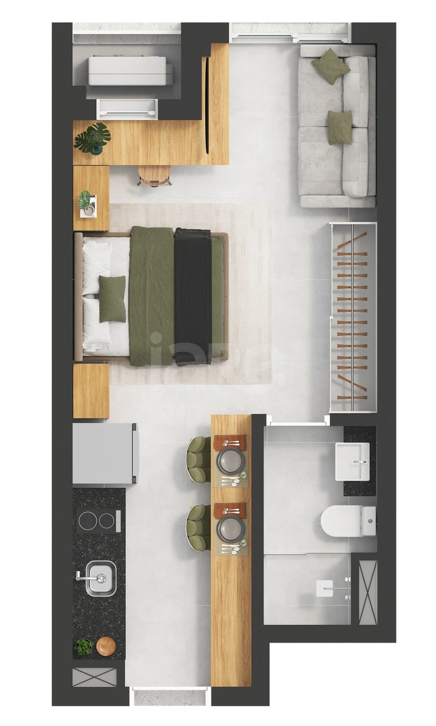 Planta — Studio 31,81 m²