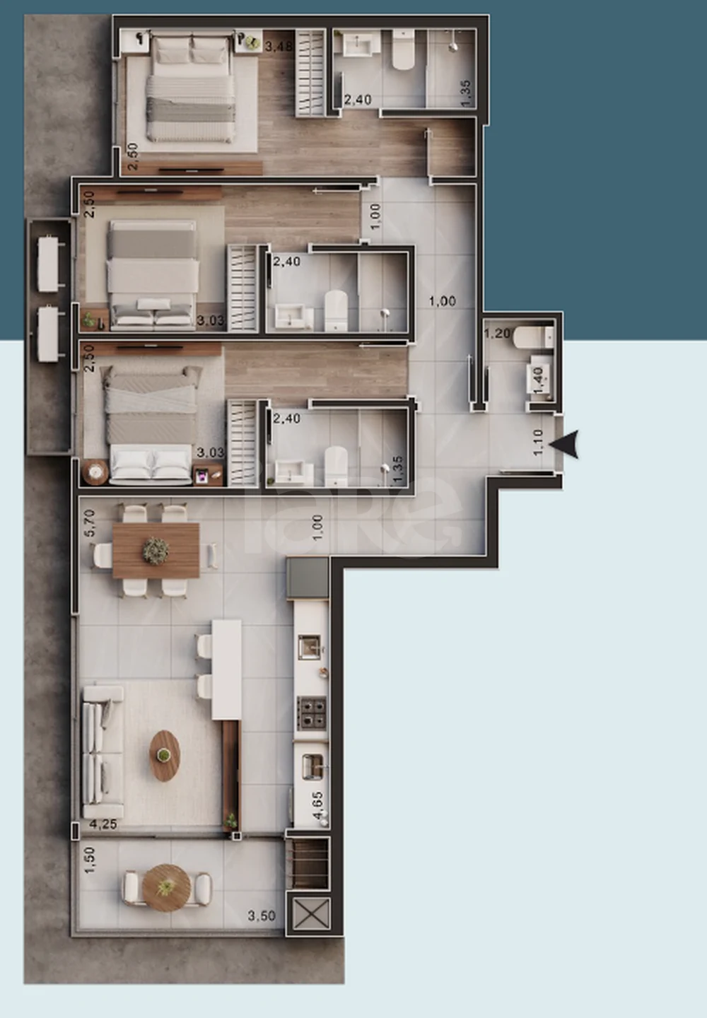 Planta — Garden 95,02 m²
