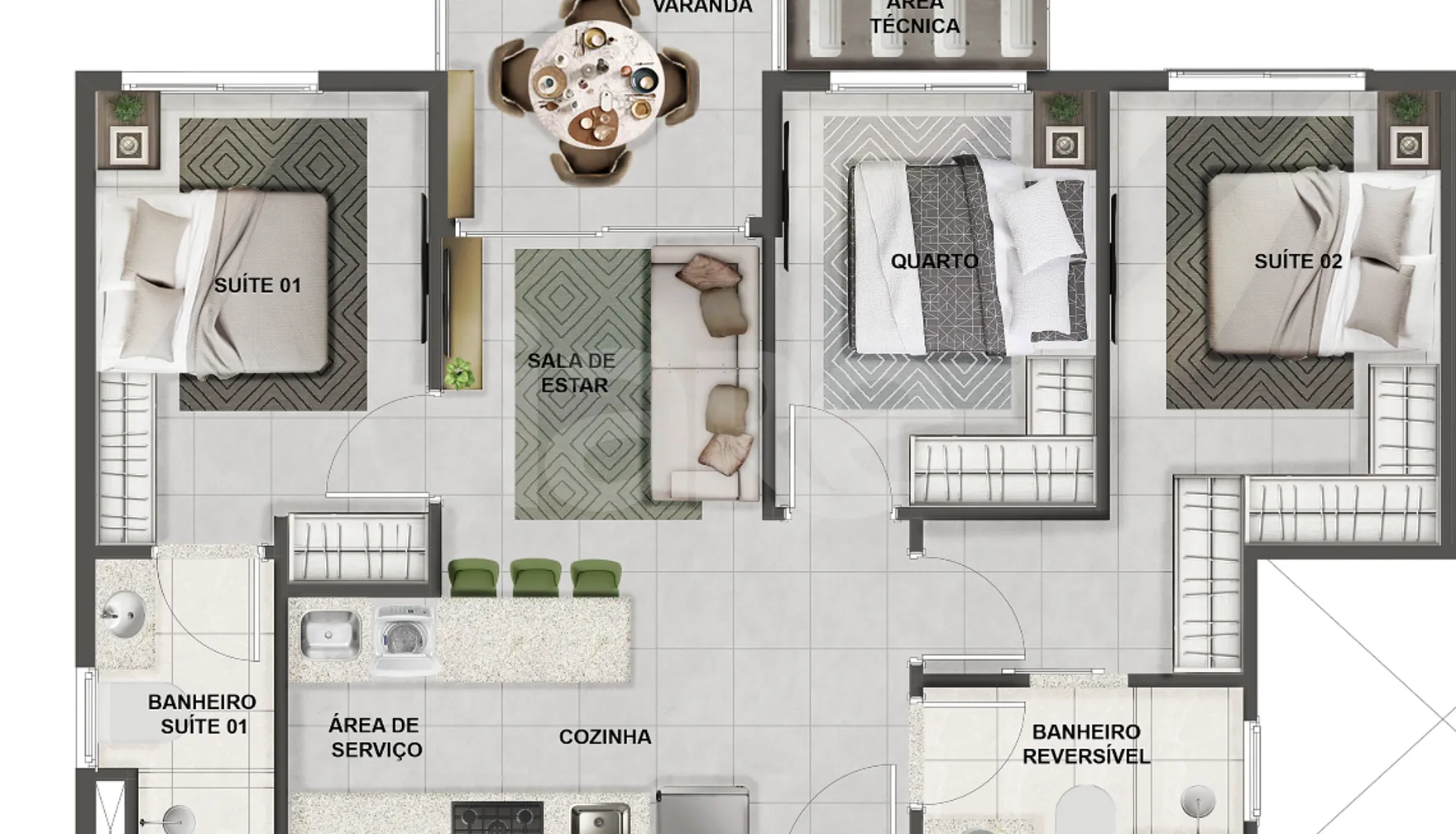 Planta — Apartamento 68,07 m²