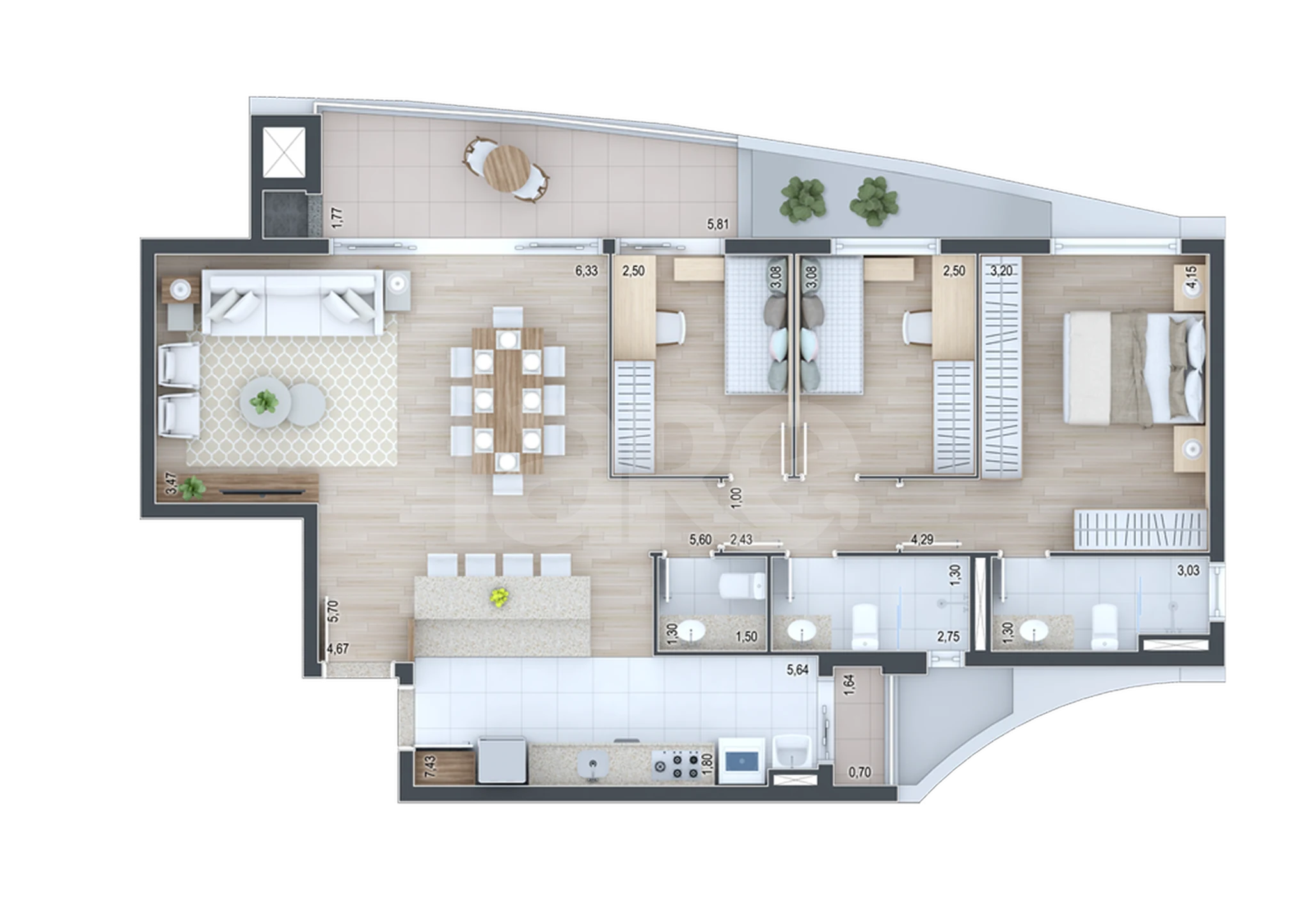 Planta — Apartamento 111,67 m²