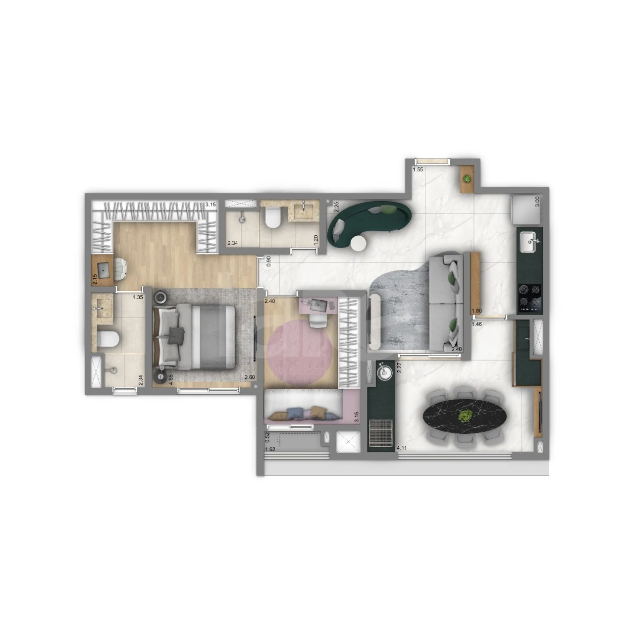 Planta — Apartamento 68,35 m²