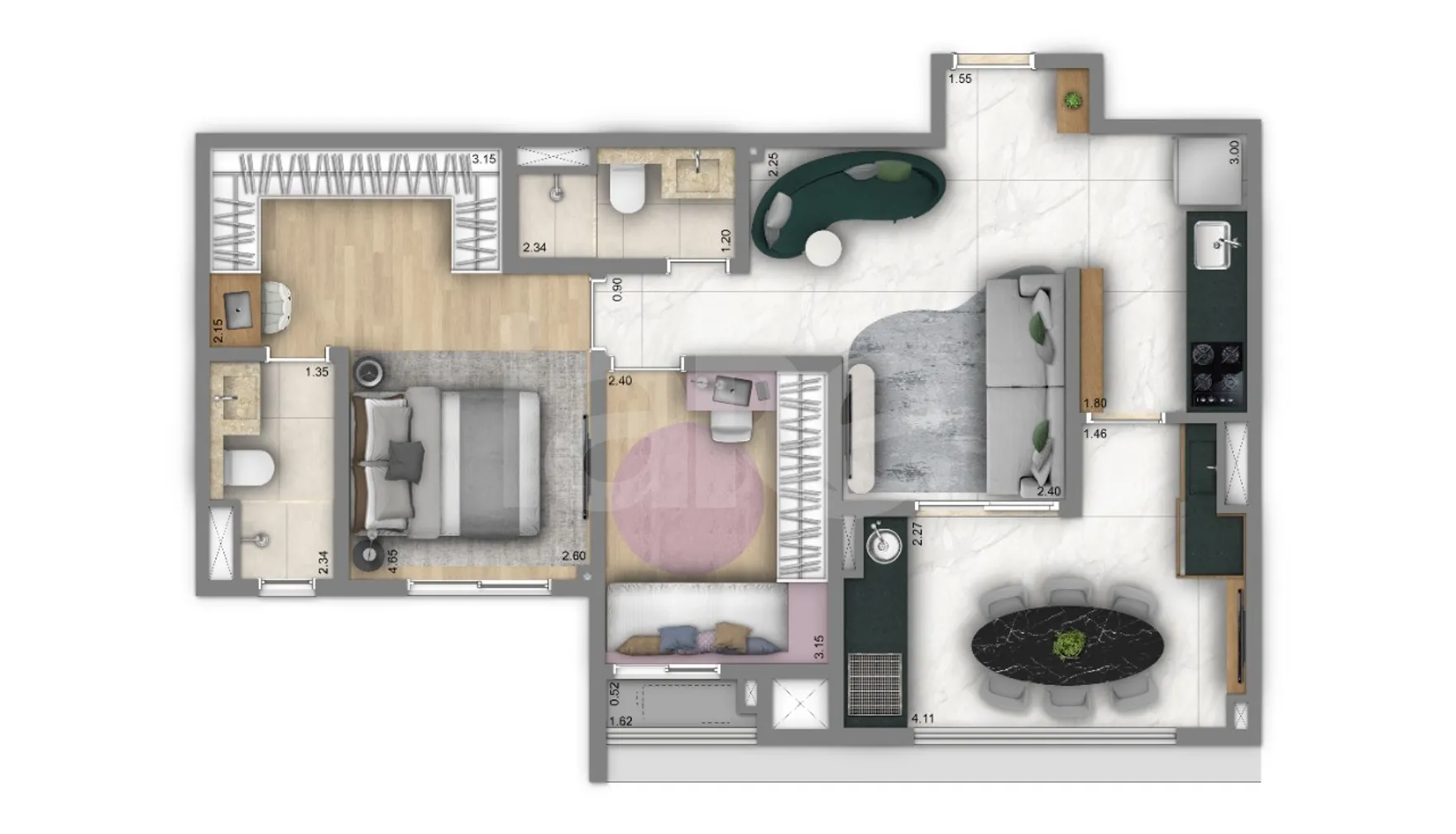 Planta — Apartamento 68,35 m²