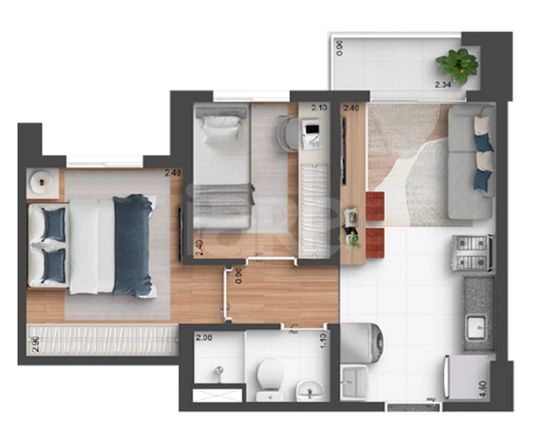 Planta — Apartamento 35,49 m²