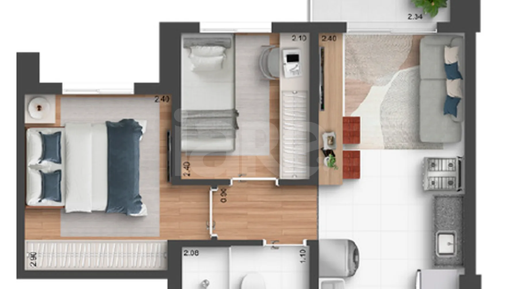Planta — Apartamento 35,49 m²